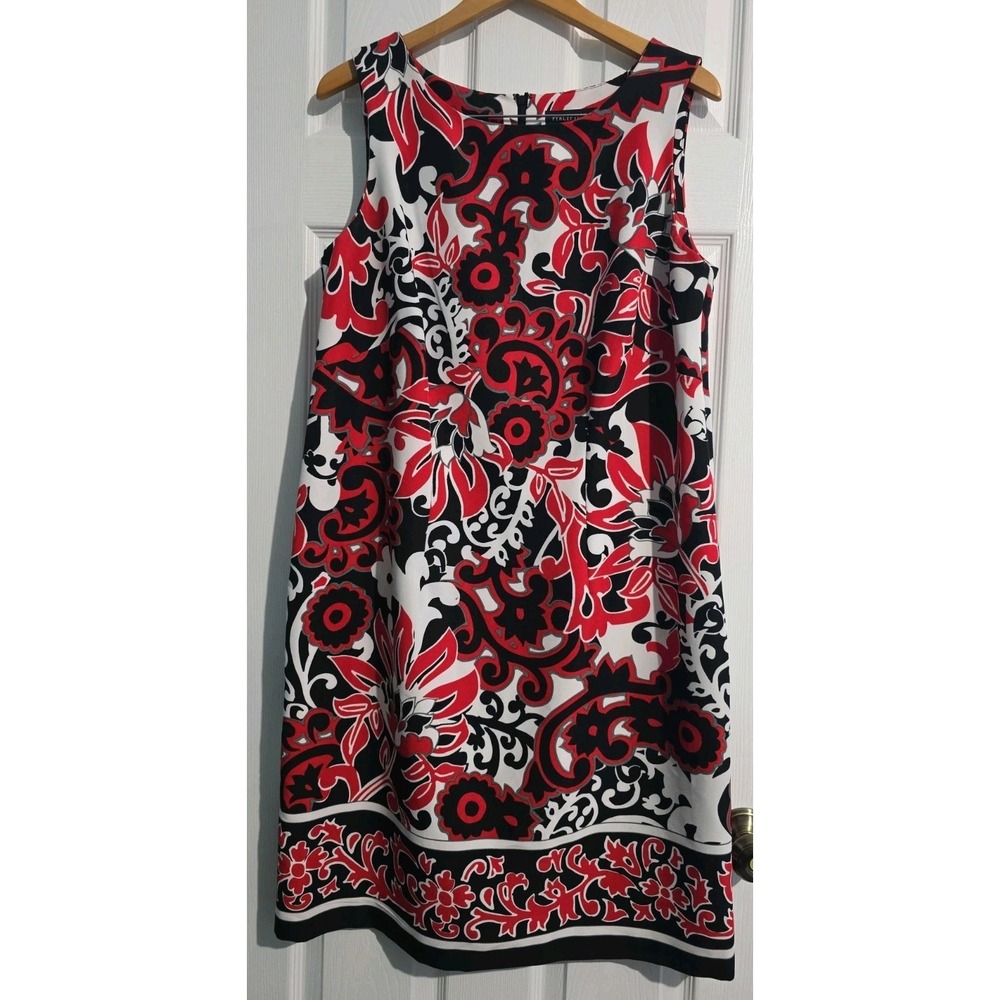 Perceptions New York Women's FRed W/ Designs Sleeveless Dress Size 14W